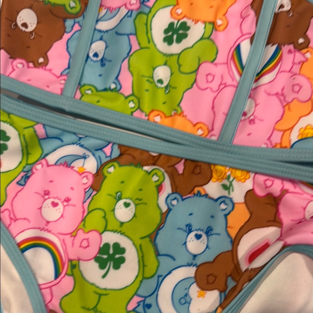 Girls Care Bears 2 piece bikini swimsuit bathing suit 6 6x 7 8 NWT NEW summer - Picture 4 of 6